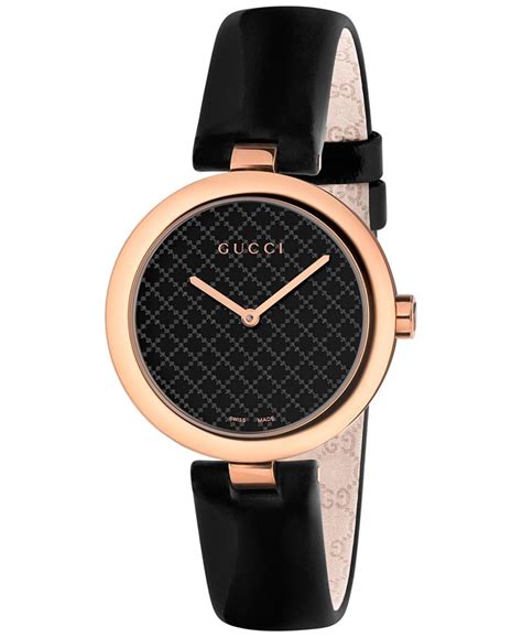 gucci ya141501|Gucci Women's Swiss Diamantissima Black Leather Strap Watch .